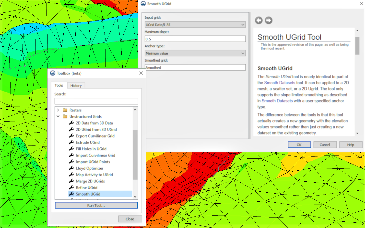 Example of the Smooth UGrid Tool in SMS