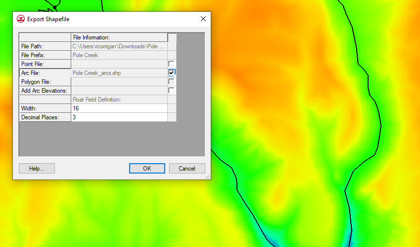 Exporting a shapefile from GMS