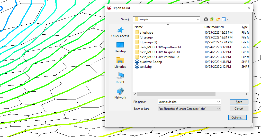 Example of exporting UGrid contours to a shapefile