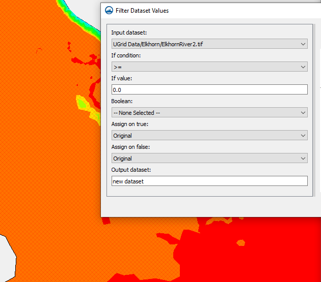Example of the Filter Dataset Values tool