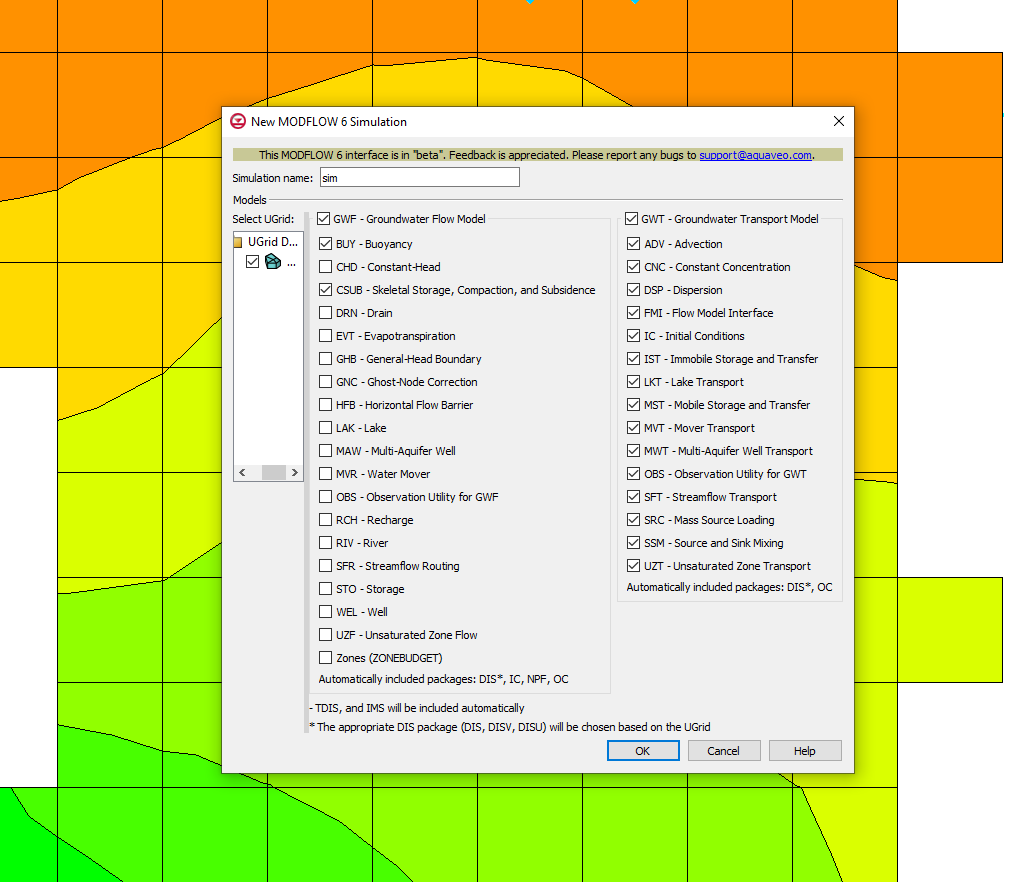 Example of the new MODFLOW 6 Simulation dialog