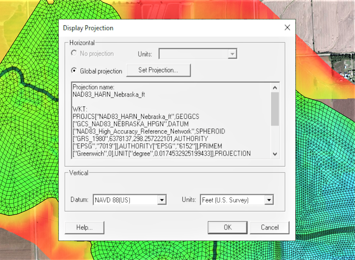 Example of The Display Projections dialog